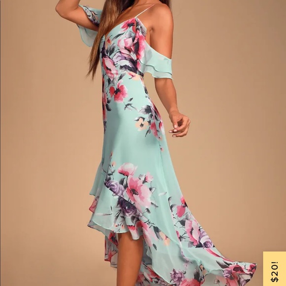 LuLus Floral Print Off-the-Shoulder High-low Dress - Picture 2 of 5